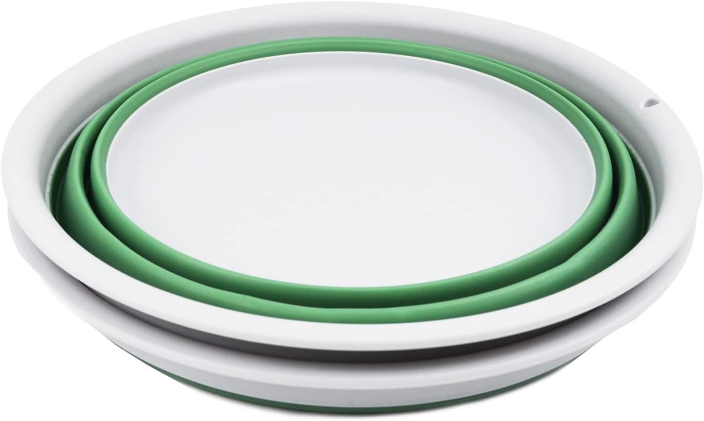 SAMMART Tina plegable de 7.5 L (1.98 galones) – Tina plegable – Lavabo portátil – Tina de plástico que ahorra espacio (gris claroverde mar oscuro