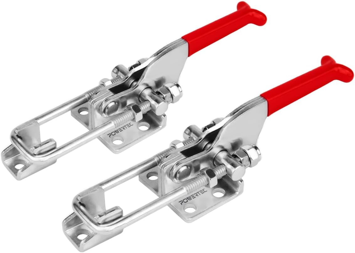 POWERTEC 20307-P2 Abrazadera de palanca de perno en U ajustable de alta resistencia con capacidad de sujeción de 431-700 libras, paquete de 2