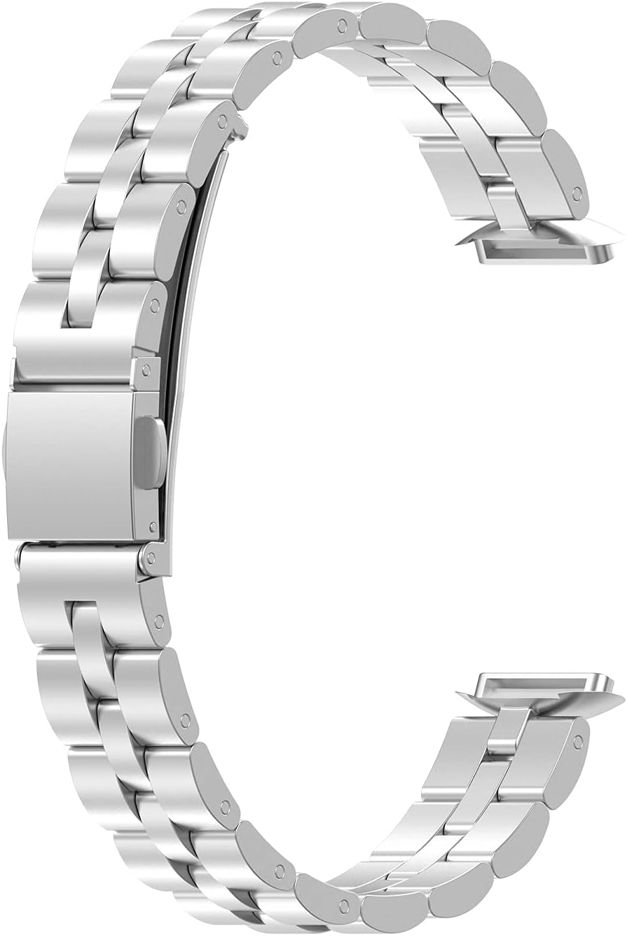 FitTurn Correas compatibles con Fitbit Luxe Metal acero inoxidable correa de reloj de repuesto clásica duradera de enlace sólido accesorio hebilla