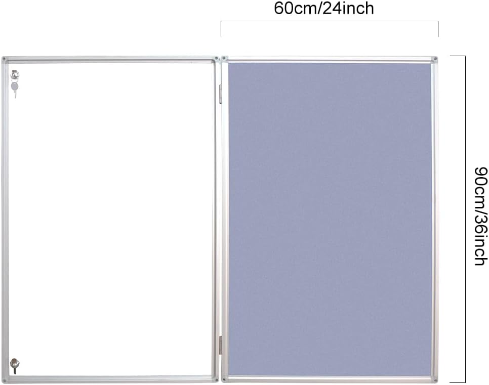 Tablero de fieltro de aluminio gris enmarcado de 36 x 24 pulgadas, tablero de anuncios de corcho con cerradura, resistente a la intemperie, para