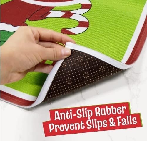 Juego de 4 fundas de asiento de inodoro y alfombra de monstruo verde navideño para interior del hogar, tapetes de baño, alfombra de inodoro en forma