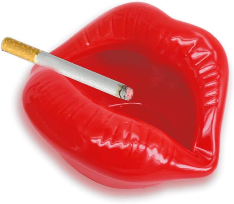 Ceniceros de cigarrillos de cerámica creativos con labios estilo moda decoraciones para el hogar (rojo claro)