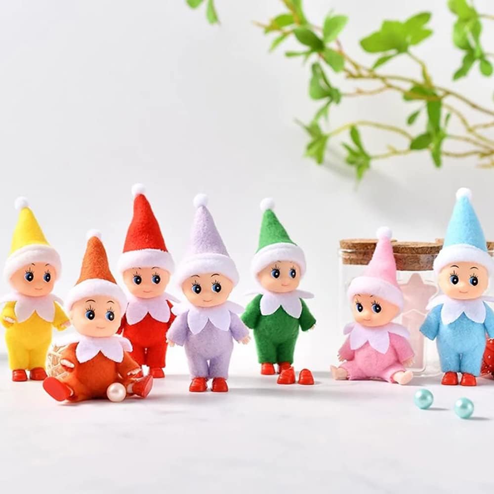 Pequeñas muñecas de bebé, gemelos, mini elfos, juego de juguetes brillantes para decoración de estantes, accesorios de regalo para niñas, niños,
