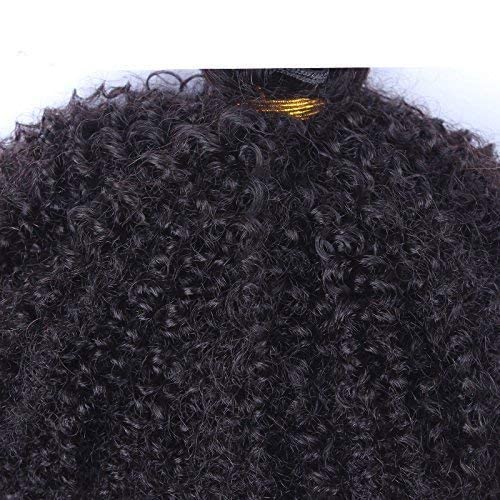 Feibin Extensiones de cabello humano rizado afro mongol de 16, 18, 20 pulgadas, 4B 4C, afro, tejido afro, extensiones de cabello humano rizado a