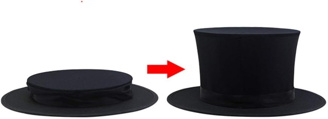 WSNMING Sombrero plegable de la parte superior del sombrero-mago plegable de la parte superior negra del sombrero de primavera del truco de la magia