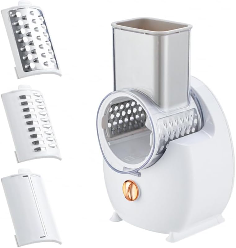 Trituradora eléctrica de quesos con carga tipo C, con un solo toque, rotativa, automática, con 3 accesorios gratuitos para verduras, quesos y