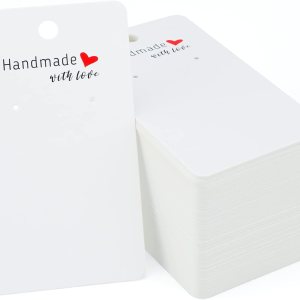 joycraft Paquete de 100 tarjetas para aretes, 2 x 3.5 pulgadas, hechas a mano con etiquetas de amor, etiquetas blancas para aretes en blanco para joycraft Paquete de 100 tarjetas para aretes, 2 x 3.5 pulgadas, hechas a mano con etiquetas de amor, etiquetas blancas para aretes en blanco para