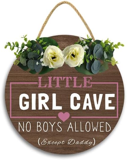 Letrero de cueva de niña de 12 x 12 pulgadas, letreros para habitación de niños para puerta, letrero de No Boys Allowed, decoración de habitación,