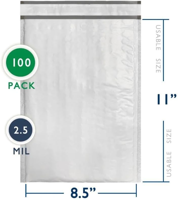 IPACKNOW Paquete de 100 sobres de burbujas de polietileno #2 de 8.5 x 12 pulgadas, sobres acolchados amarillos, autoadhesivos, impermeables, 100