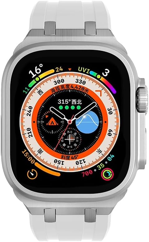 NewWays Correa para Apple Watch Ultra Band de 1.929 in, 1.772 in, 1.732 in, 1.654 in, 1.614 in, 1.575 in, 1.496 in, para hombres, correa de goma de