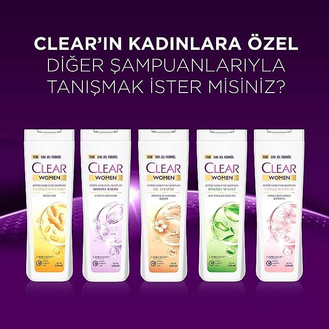 CLEAR MUJER CHAMPÚ ANTICASPA Y CAÍDA DE CABELLO Complejo vitamínico de cuidado completo 350 ML-11.8 Fl Oz
