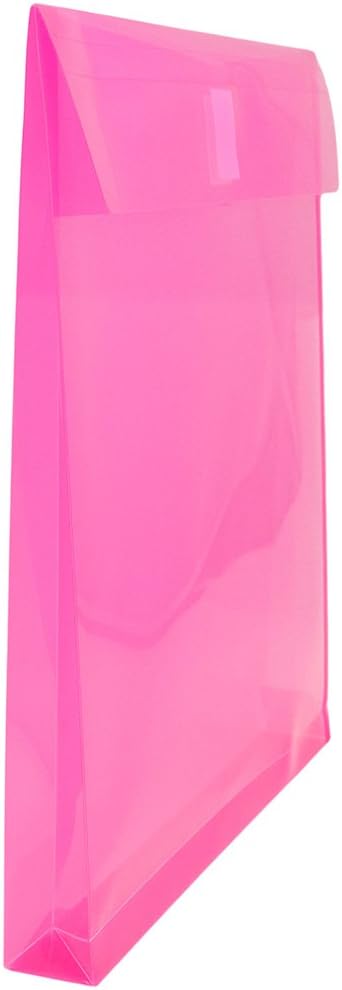 JAM PAPER Sobres de expansión de plástico con cierre de gancho y bucle, extremo abierto, 9 34 x 11 34 con expansión de 1 pulgada, rosa fucsia,