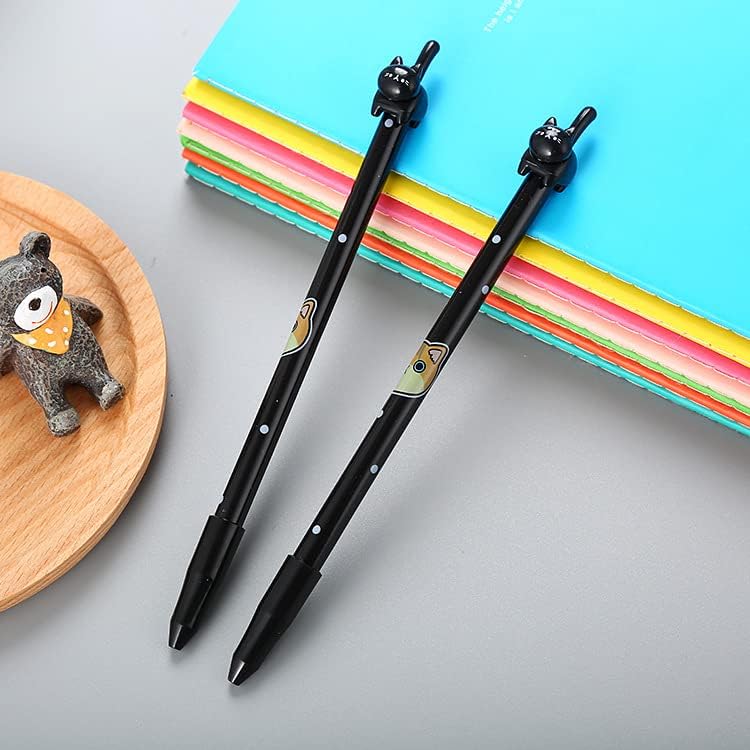 sencoo Paquete de 8 bolígrafos de tinta de gel negro de dibujos animados de papelería de gato, bolígrafos escolares para niños, regalo para niños,