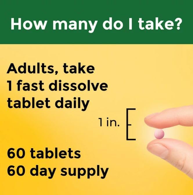Vitamina B12 Sublingual 1000 mcg tabletas de disolución rápida sin azúcar, hechas en la naturaleza, 60 unidades y marcador de regalo de YOLOMOLO
