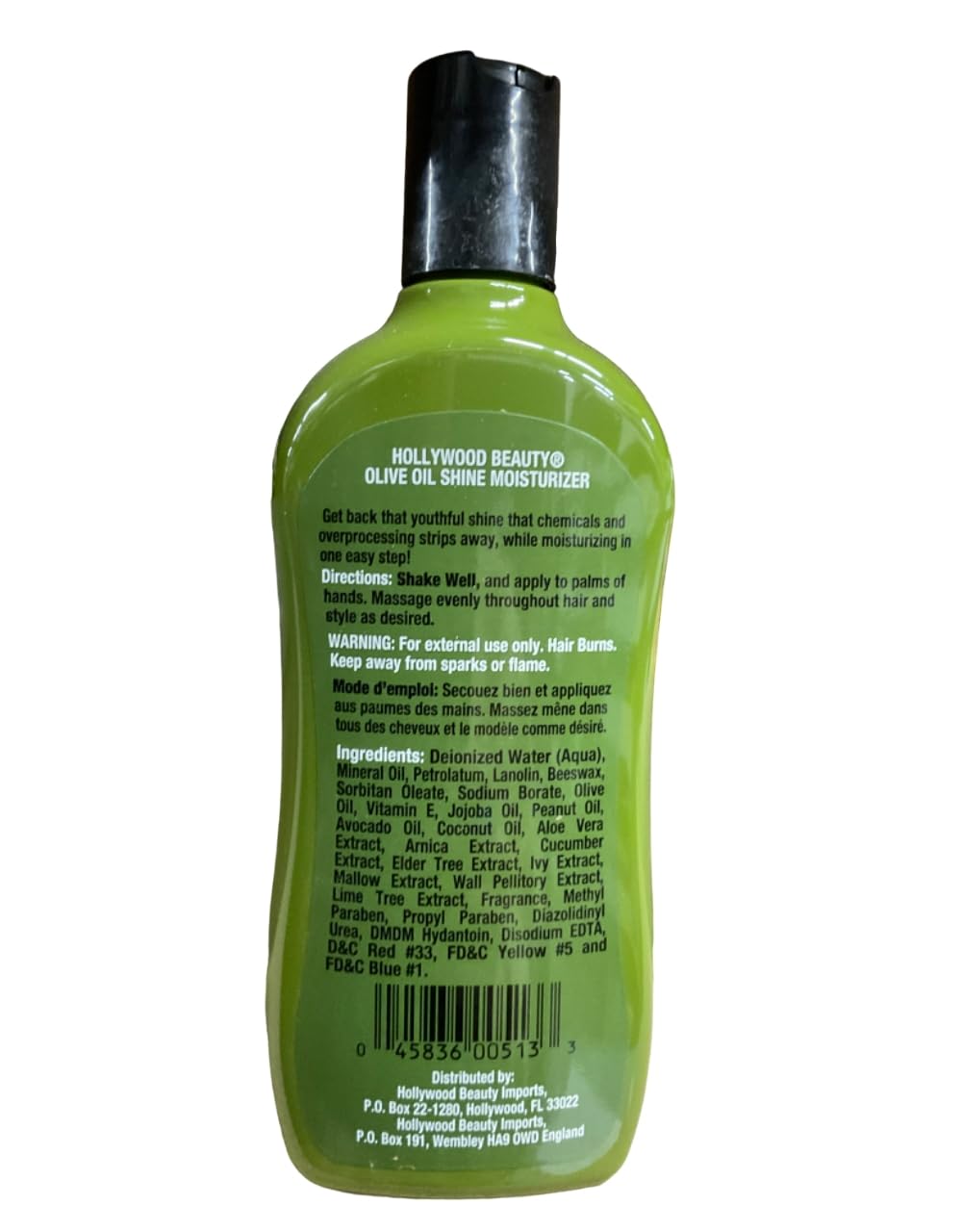 Hollywood Beauty aceite, oliva, crema hidratante brillante, blanco, 2 fl oz