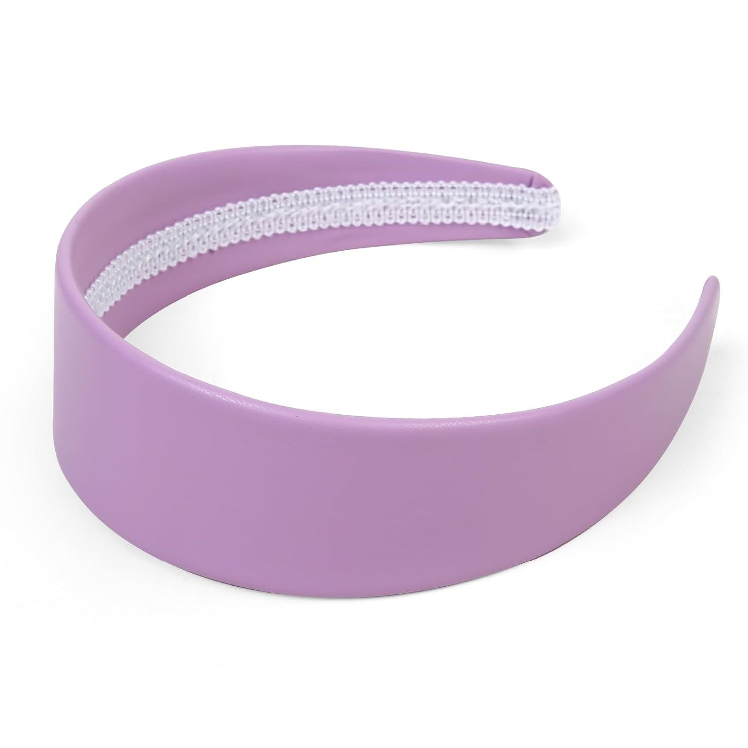 Diademas moradas para mujer, de 2 pulgadas de ancho, banda gruesa de piel sintética color lavanda para mujeres y niñas, banda de plástico duro para