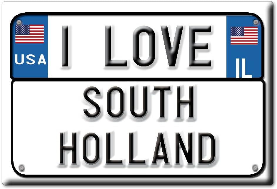 IMÁN DE FRIGORÍFICO DE SOUTH HOLANDA IMÁN ILLINOIS (IL) ESTADOS UNIDOS SOUVENIR I LOVE GIFT (Var. TARGA)