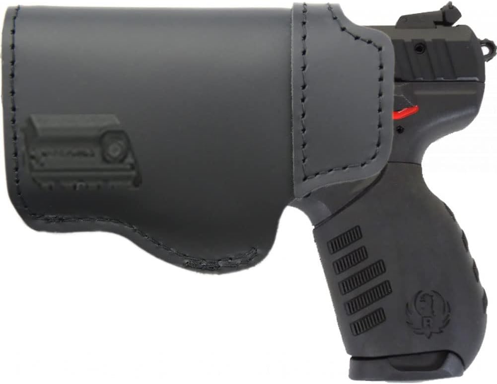 Funda de cuero IWB ajuste Ruger SR22 con láser láser mini láser o pistolas similares con mini láser, diseñada para transporte oculto en la cintura