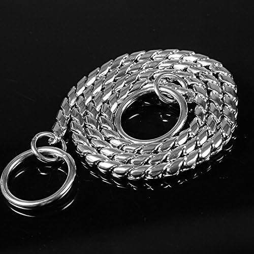 Umysky Cadena de metal cromado para perro con diseño de serpiente en forma de serpiente, estranguladorcollar totalmente garantizado contra el