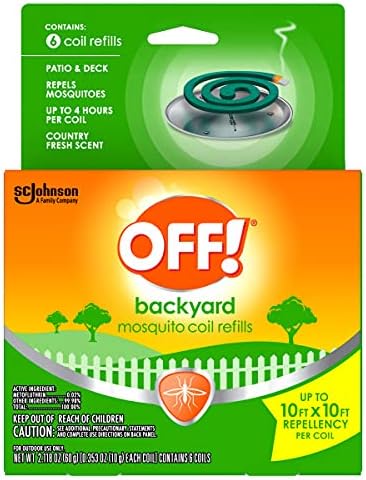 OFF! Repuestos de bobina repelente de mosquitos para patio trasero, perfecto para patios al aire libre, aroma fresco, 6 unidades (paquete de 2)