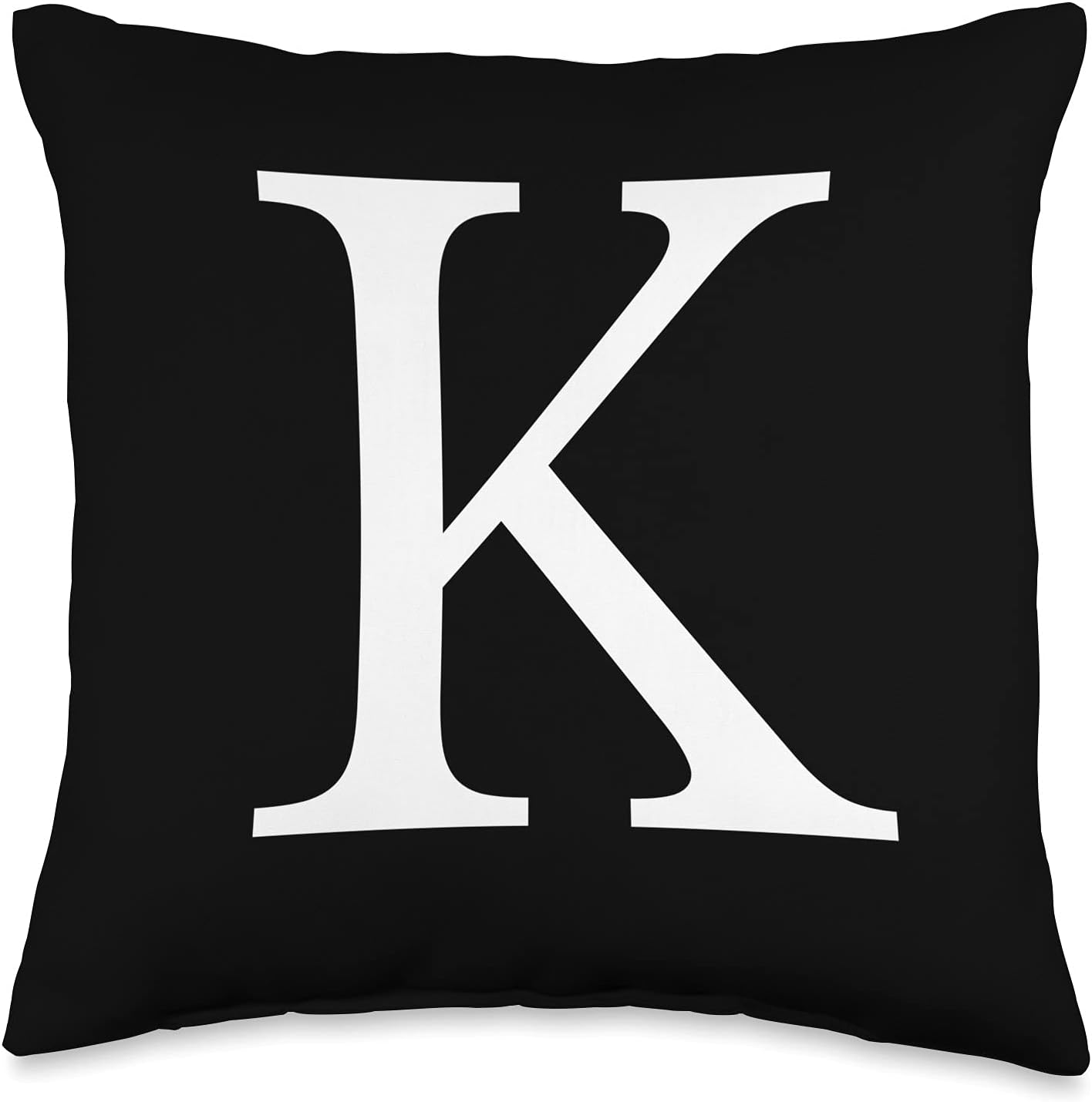 Cute & Classy Black White Monogram Letter K – Almohada (16.0 x 16.0in), multicolor