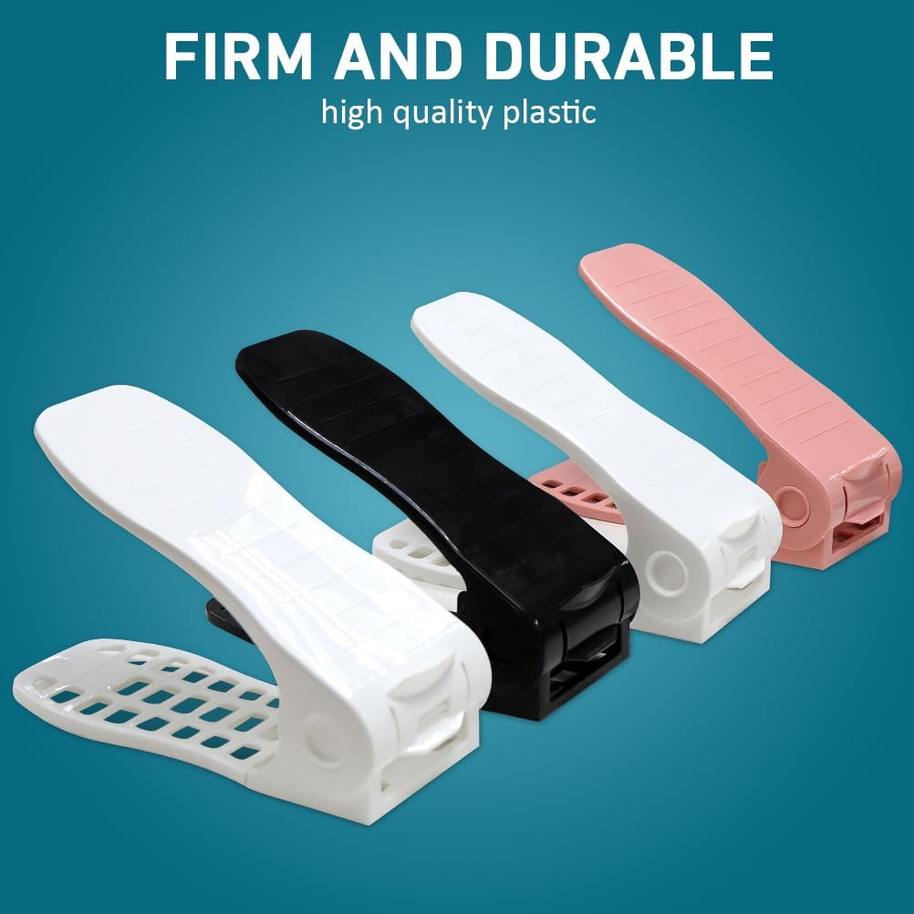 Organizador de ranuras para zapatos para Clost  Doble cubierta, no requiere montaje, apilador de zapatos para un par de zapatos, soporte ajustable