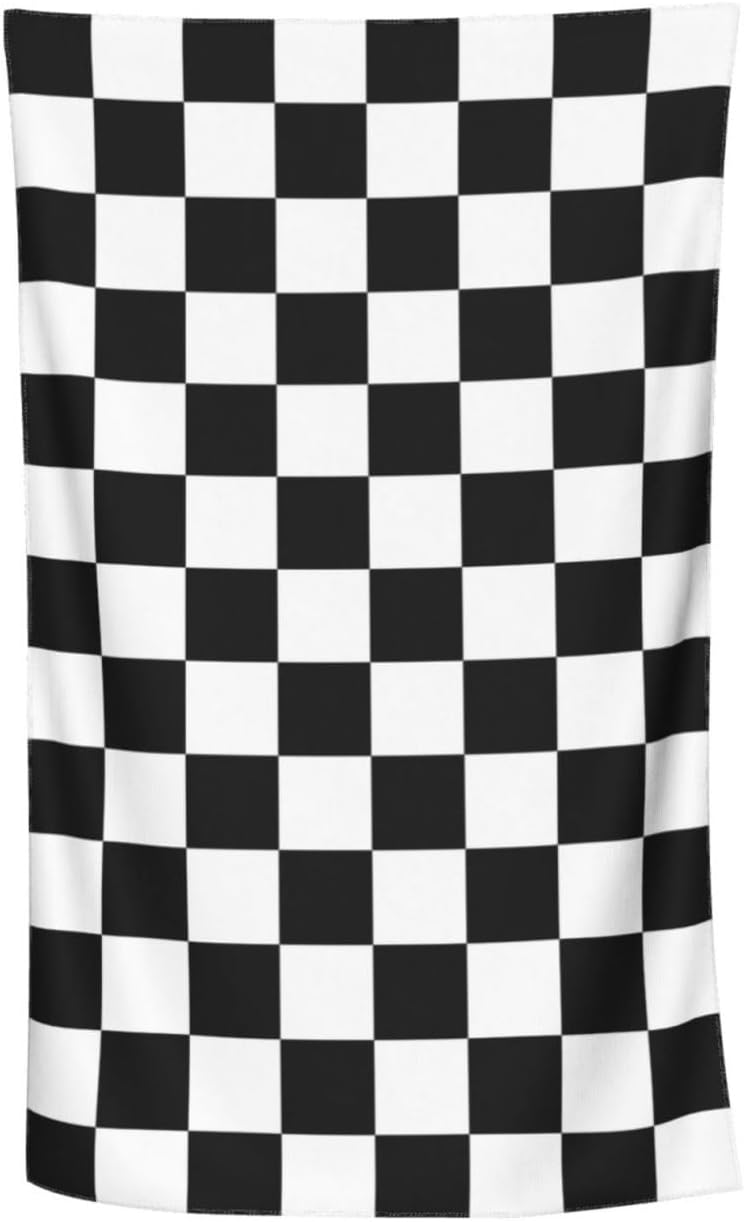 Toalla de playa a cuadros en blanco y negro, grande, suave, absorbente, de secado rápido, toallas de baño de gran tamaño para baño, mujeres,
