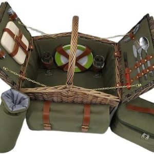 Juego de 2 cestas de mimbre clásicas grandes con manta, la mejor experiencia gastronómica al aire libre para parejas, ideal para camping, fiestas, Juego de 2 cestas de mimbre clásicas grandes con manta, la mejor experiencia gastronómica al aire libre para parejas, ideal para camping, fiestas,