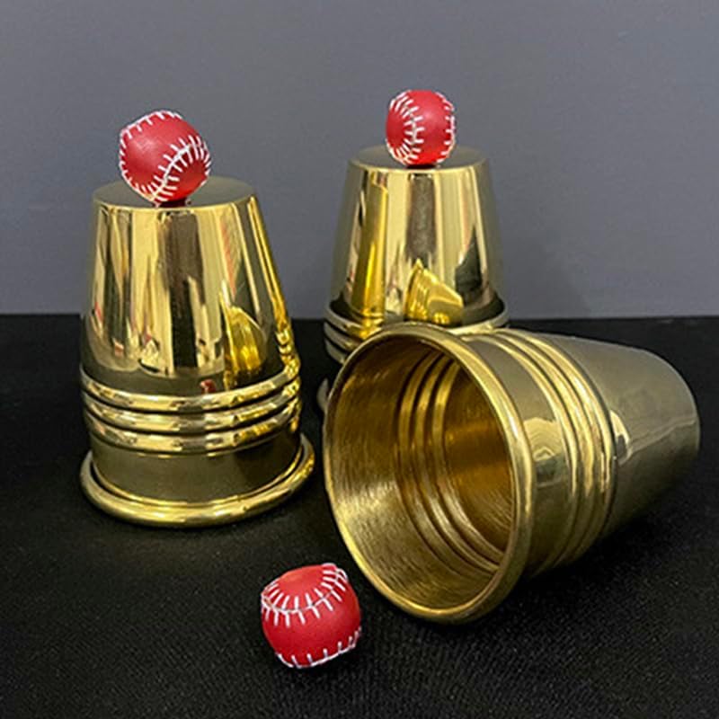 SUMAG Tazas y bolas (latón) Trucos de magia Clásico Chop Cup Ball Aparecer desaparecer etapa mágica Primer plano ilusiones Trucos mentalismo Props