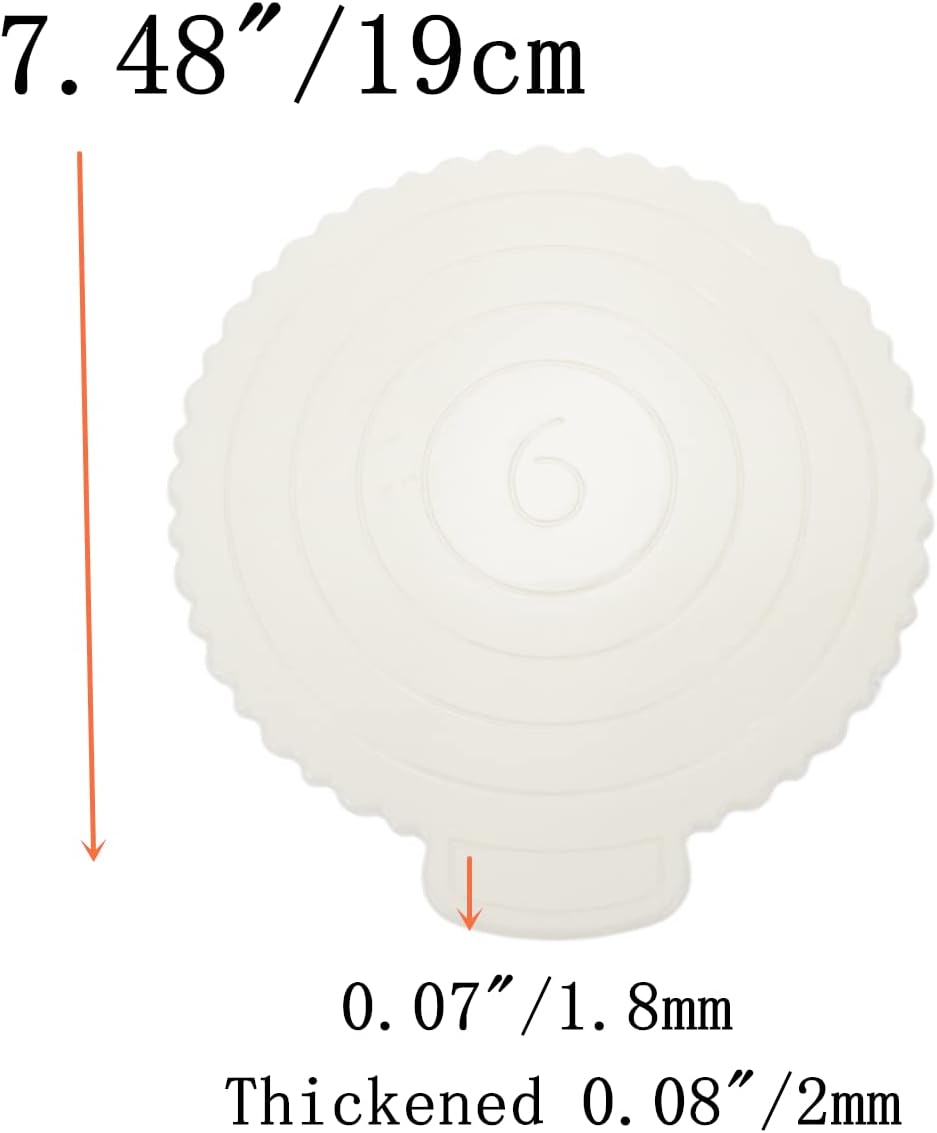 3 tablas reutilizables para tartas de 6 pulgadas, base redonda de plástico grueso de 0.079 in, diámetro de 7.48 pulgadas