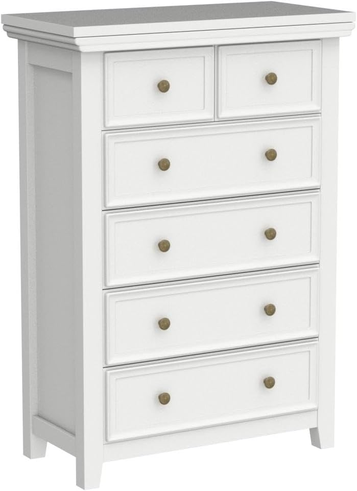 Cómoda blanca para dormitorio, cómoda de 6 cajones, mesita de noche alta con cajones profundos, armario moderno con cajones para pasillo, sala de