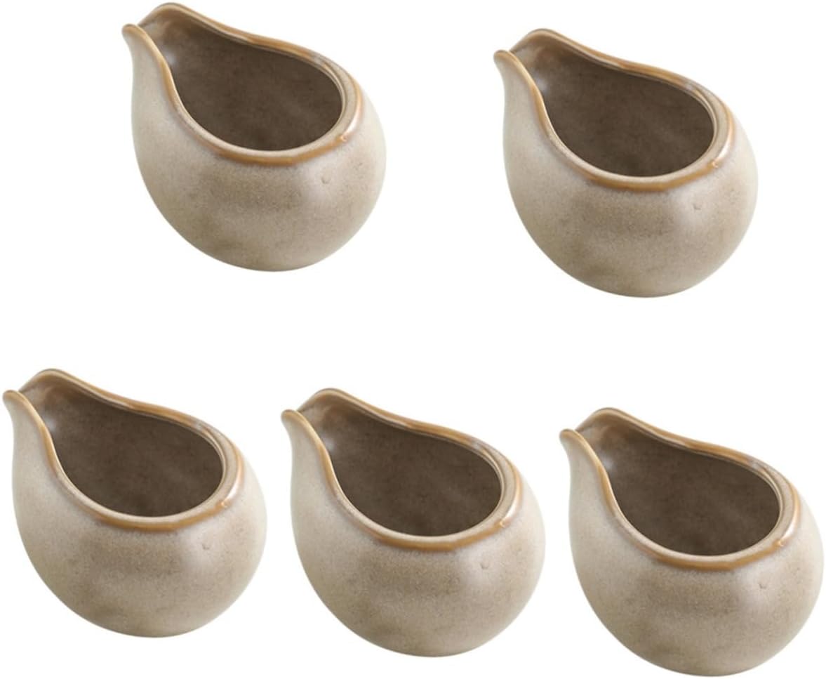 ABOOFAN Jarra de leche de cerámica, jarra para el hogar, tazas de café expreso, mini hervidor de agua, salsa, barco, crema, dispensador de leche,