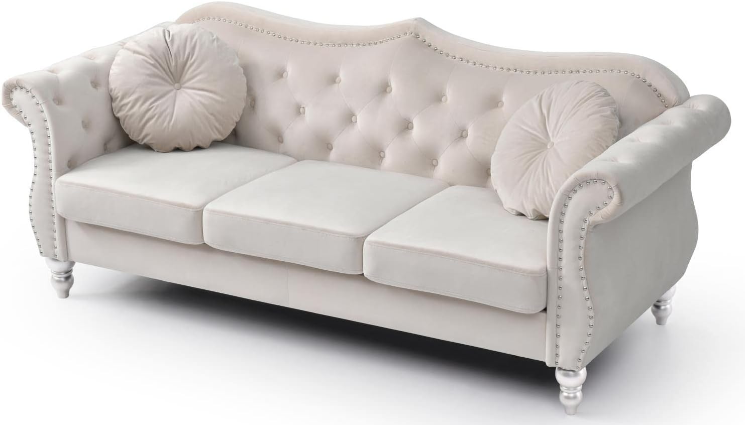 Glory Furniture Sofá de terciopelo Hollywood en marfil