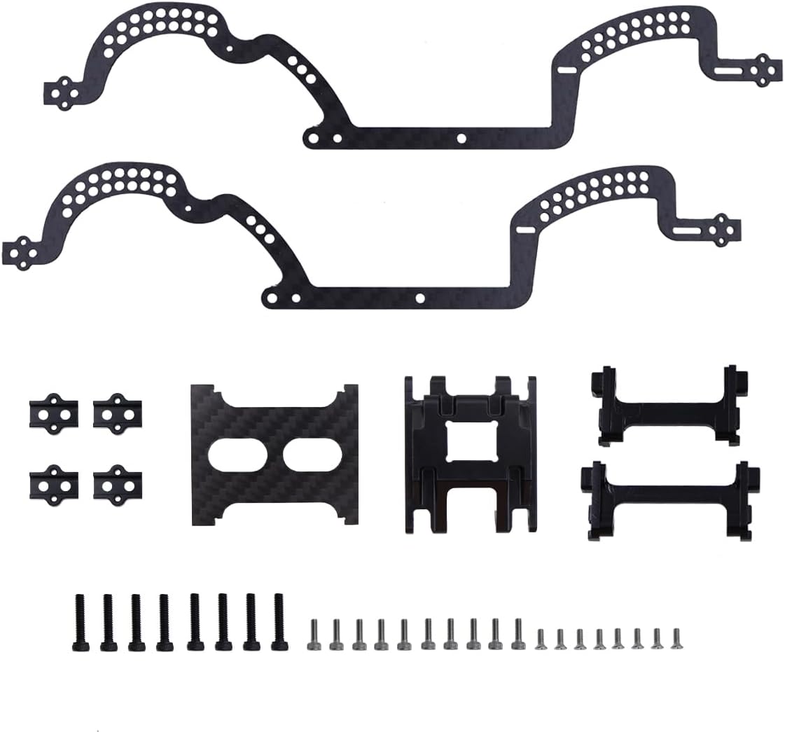 TRX4M Fibra de carbono LCG chasis marco viga con placa deslizante para 118 TRX-4M RC Crawler Car Upgrade Parts