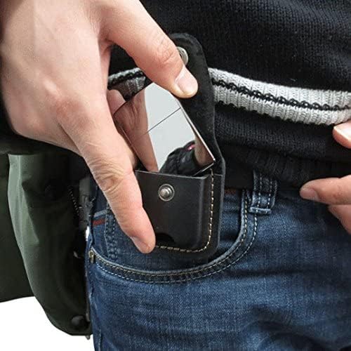 Funda de cuero para encendedor hecha a mano con lazo para cinturón de bolsillo