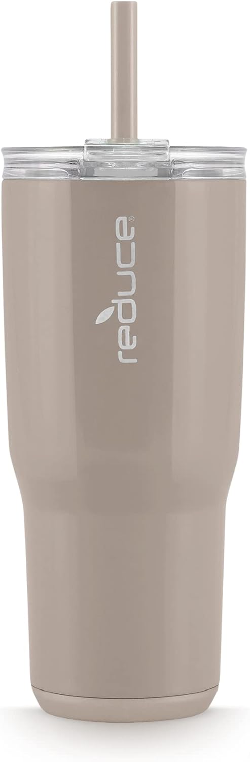 REDUCE Cold1 – Vaso de 24 onzas con tapa y pajita, vaso de acero inoxidable con aislamiento al vacío de doble pared que mantiene las bebidas frías