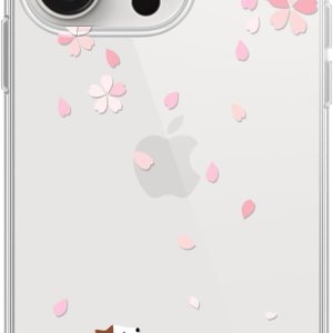 Blingy’s Funda para iPhone 15 Pro, lindo estilo de gato con patrón de flor de cerezo, divertido diseño de animales de dibujos animados, funda Blingy’s Funda para iPhone 15 Pro, lindo estilo de gato con patrón de flor de cerezo, divertido diseño de animales de dibujos animados, funda