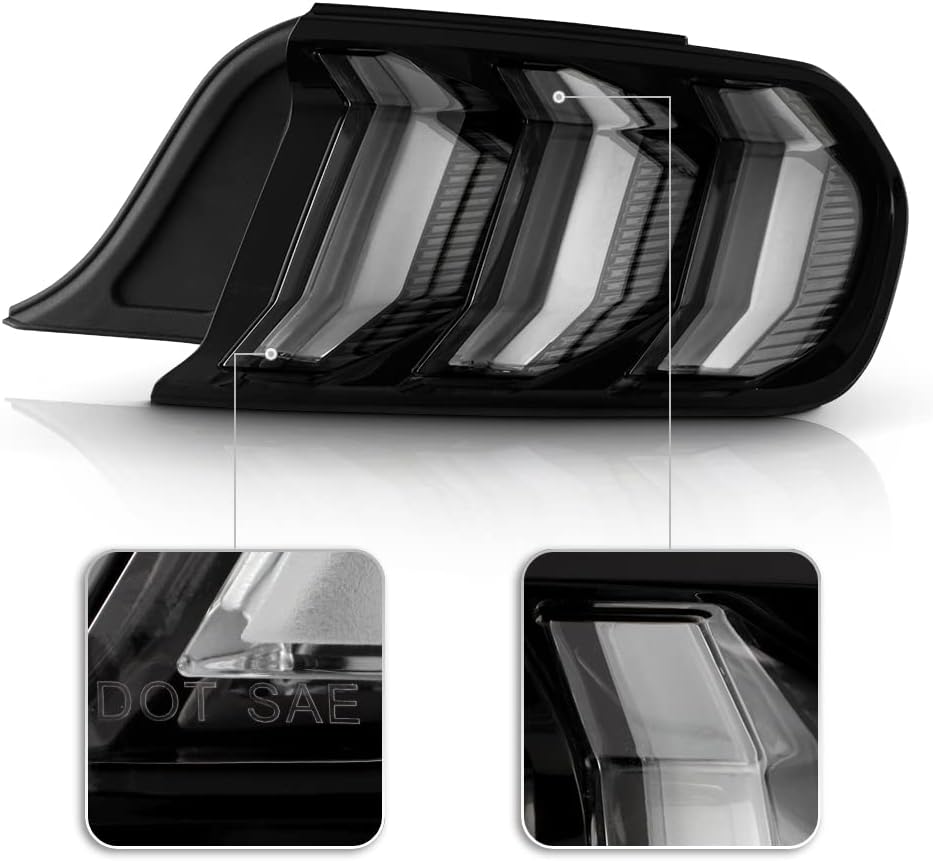 ACANII – Para 2015-2021 Ford Mustang Estilo Euro LED Señal secuencial Tubo Blanco Luces Traseras Luces Traseras Par Izquierdo+Derecho