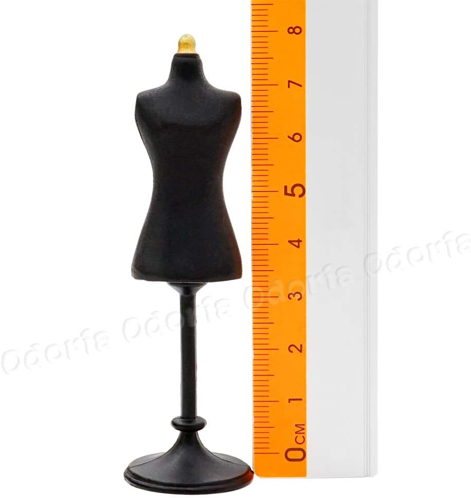Odoria 124 forma de vestido en miniatura maniquí accesorios de decoración de casa de muñecas, negro