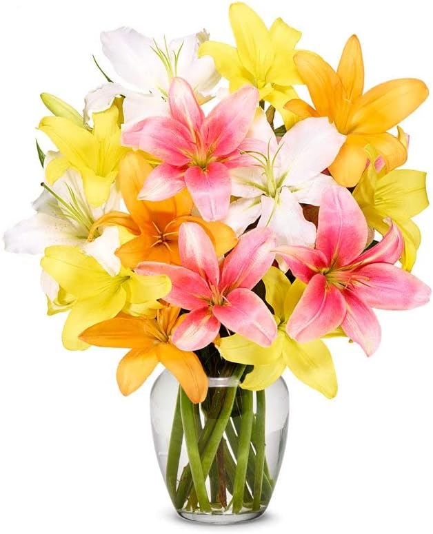 From You Flowers – Impresionante ramo de lirios con florero gratis (flores frescas), cumpleaños, aniversario, recuperarse, condolencias,