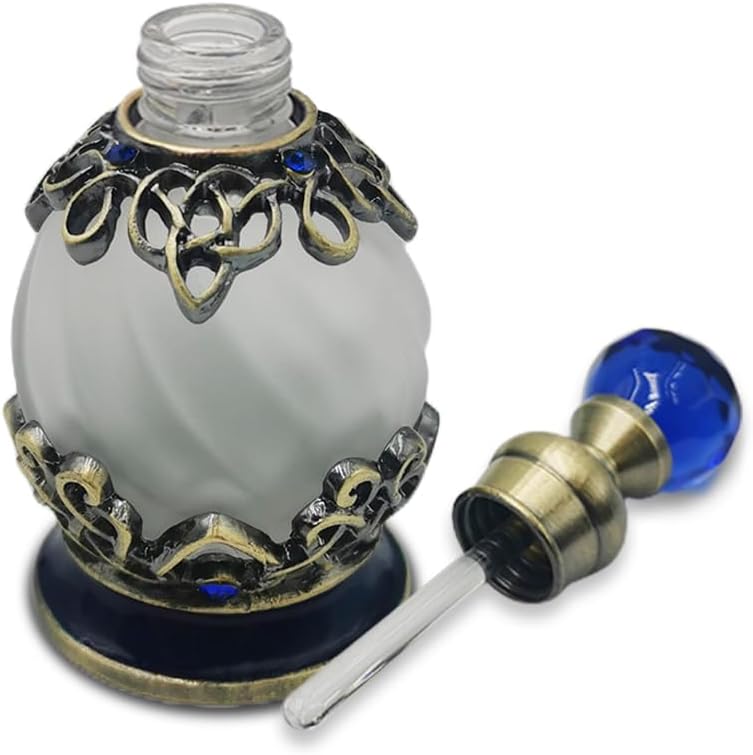 15ml Blue Glass Decorative Perfume Bottles Vintage Jeweled Empty Perfume Bottles Crystal Perfume Vial Refillable Perfume Bottle for Women Girls