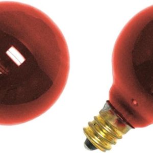 Satco S3833 – Bombilla incandescente G12.5 de 10 W, base de candelabro de 120 voltios, color rojo transparente (paquete de 2) Satco S3833 – Bombilla incandescente G12.5 de 10 W, base de candelabro de 120 voltios, color rojo transparente (paquete de 2)