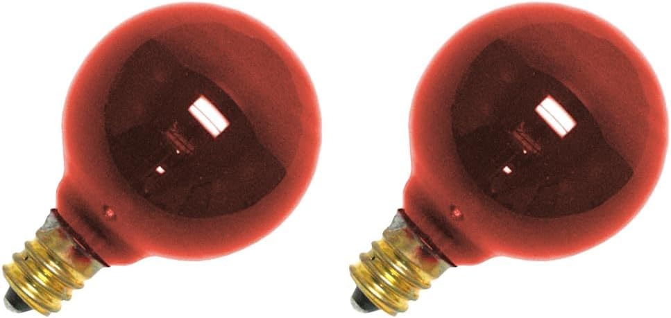 Satco S3833 – Bombilla incandescente G12.5 de 10 W, base de candelabro de 120 voltios, color rojo transparente (paquete de 2)