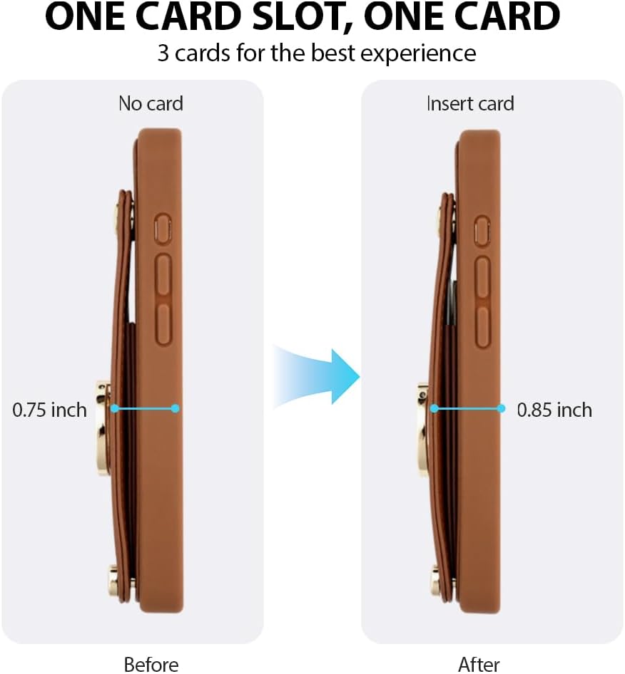 LAMEEKU Funda tipo cartera para iPhone 15 Pro con soporte para tarjetas, funda de piel sintética con ranuras para tarjetas, soporte de anillo de