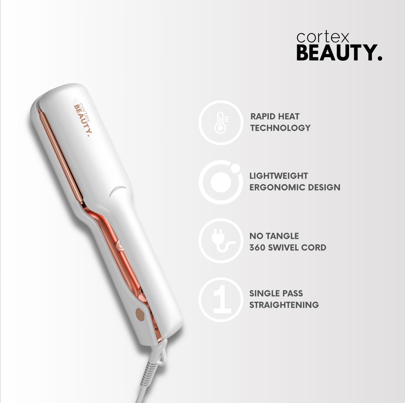 Cortex Beauty – Plancha de Cabello, plancha de pelo profesional de peluquería, pelo liso, diseño de placa ancha, placa de 1.75 pulgadas de ancho.