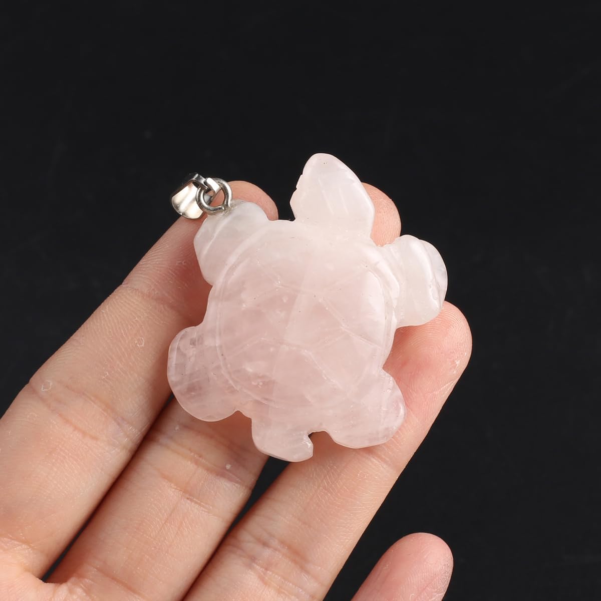 4 dijes de piedra natural, cuarzo rosa, unakita, tortuga en forma de abalorio, para hacer joyas, accesorios de bricolaje, para collares (colores