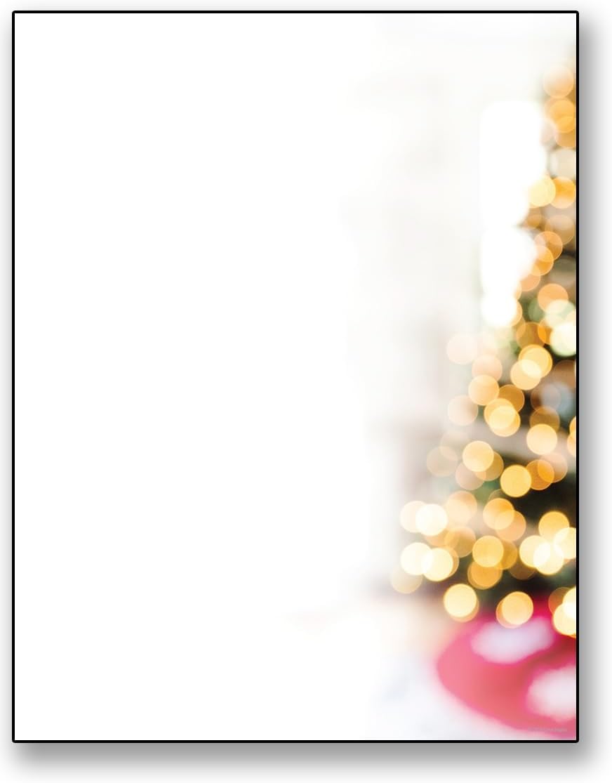 Lit Christmas Tree Holiday Stationery – 50 hojas membrete para eventos de invierno y vacaciones