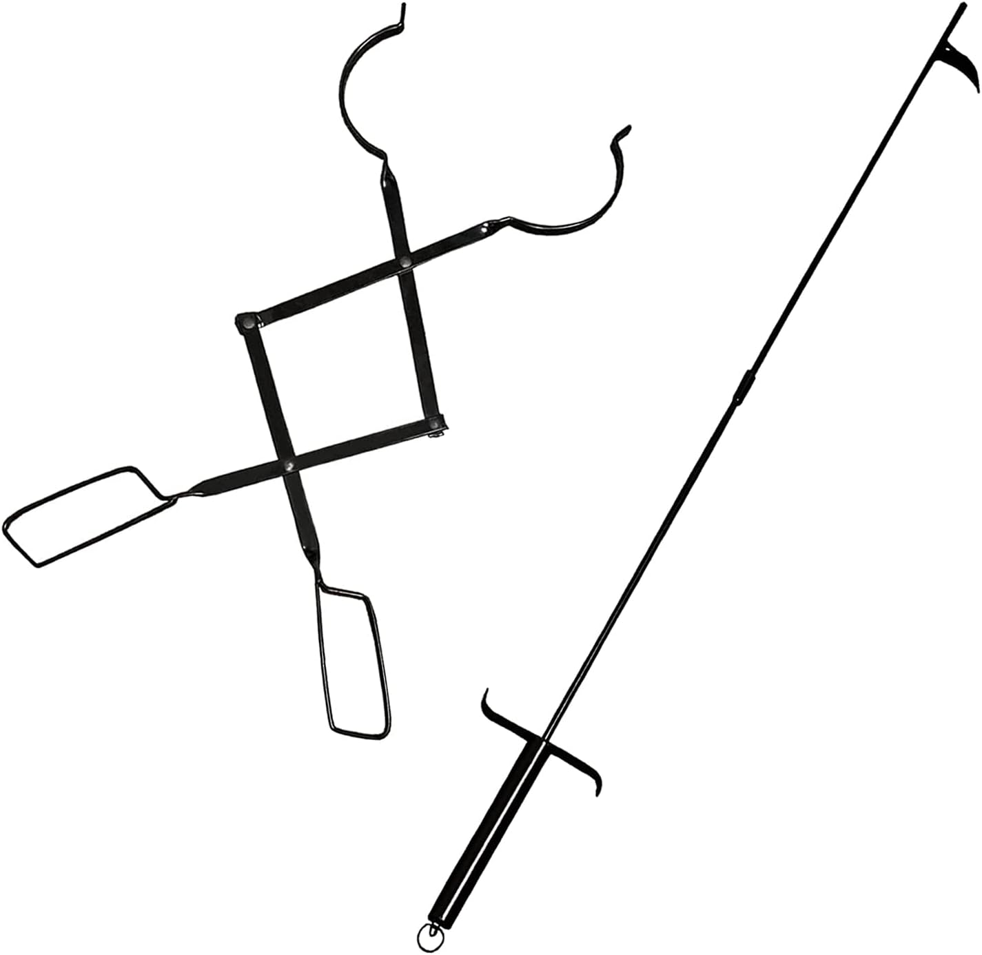 Pinzas de leña de 32 pulgadas y pinzas de chimenea de 25 pulgadas, kit de herramientas para fogatas para campamento, fogata, estufa de leña,