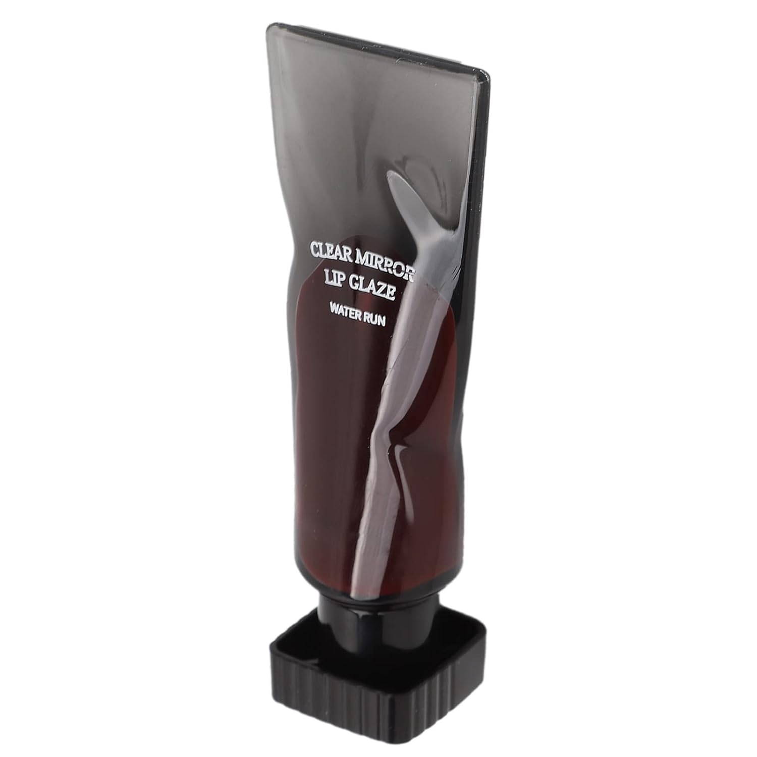 Yinhing Brillo de labios de espejo transparente, esmalte de labios negro en capas, espejo transparente de larga duración, estilo elegante, brillo de