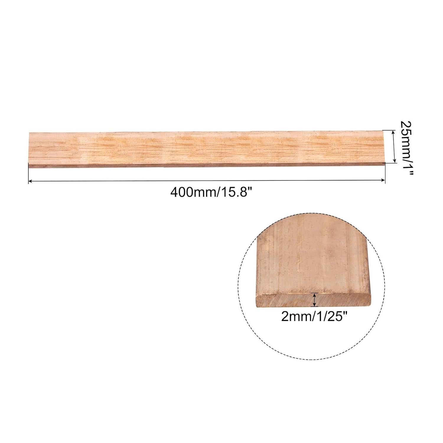 MECCANIXITY 2 barras planas de cobre de 15.8 x 1 pulgada, barra de cobre de 125 pulgadas de grosor para sistemas de puesta a tierra y proyectos